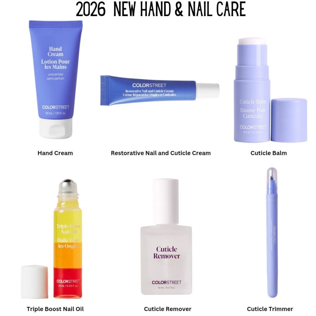 The complete 2026 Color Street Hand and Nail Care Collection displayed together