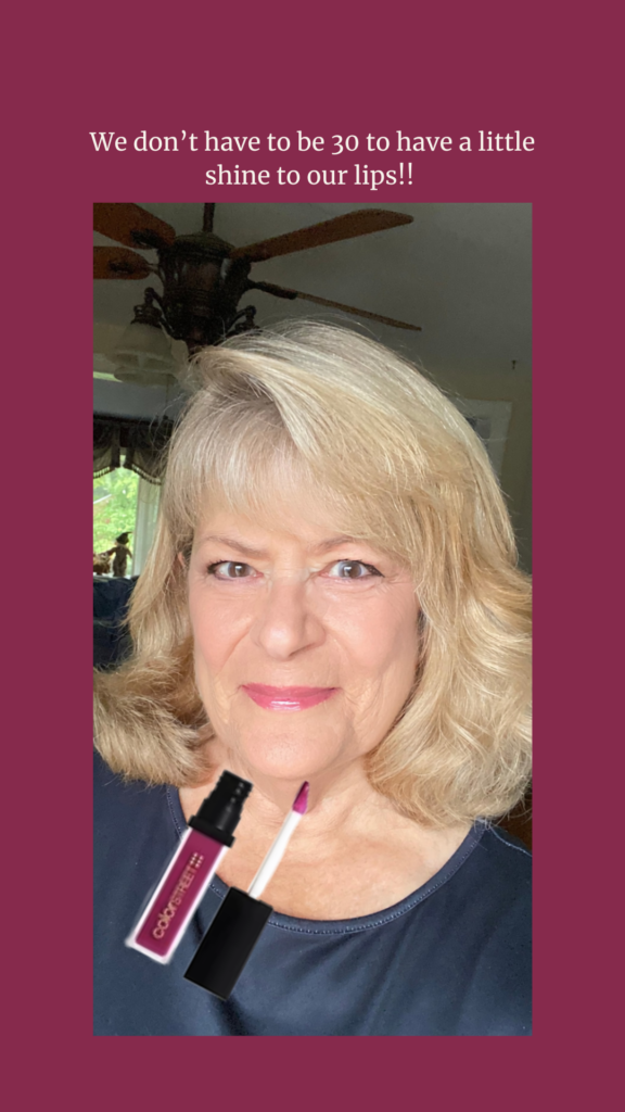 Debbie wearing Blackberry lip oil